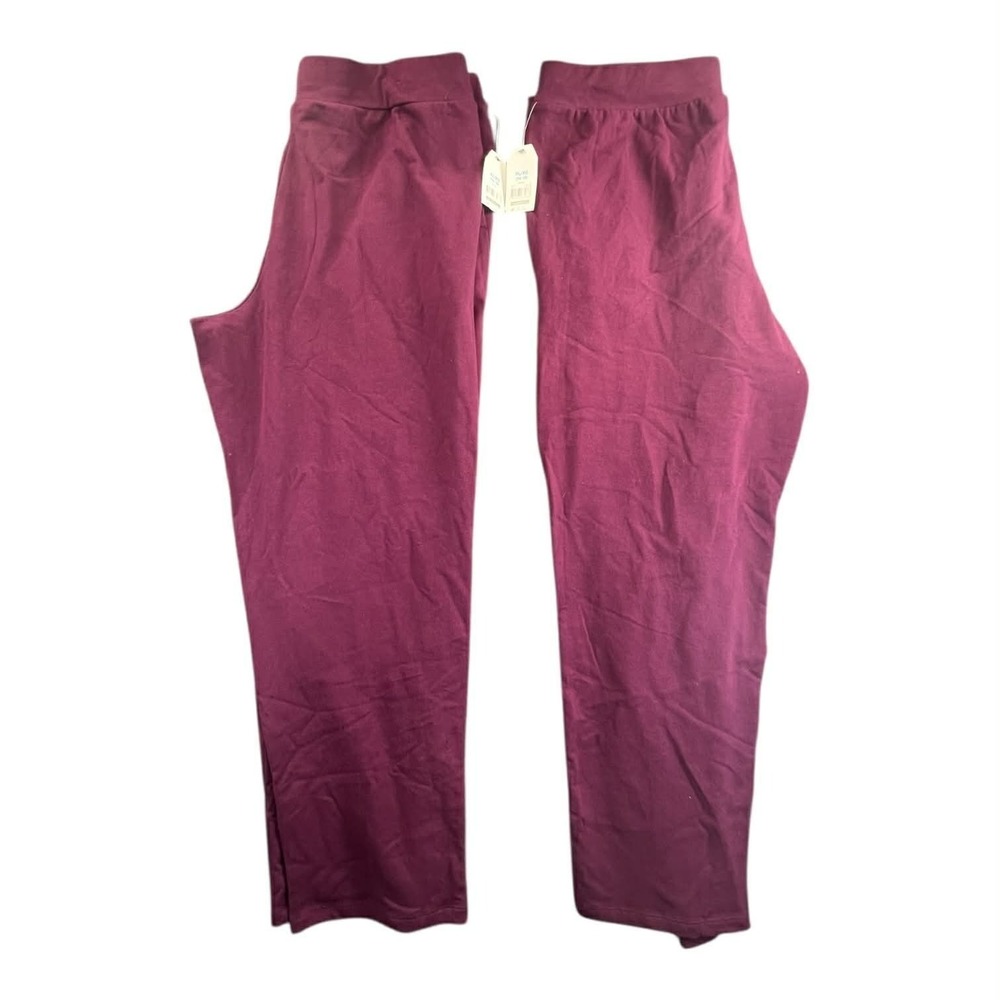 Time and Tru Pants Womens XL Red Burgundy Straight Leg Knit Lounge Comfort New